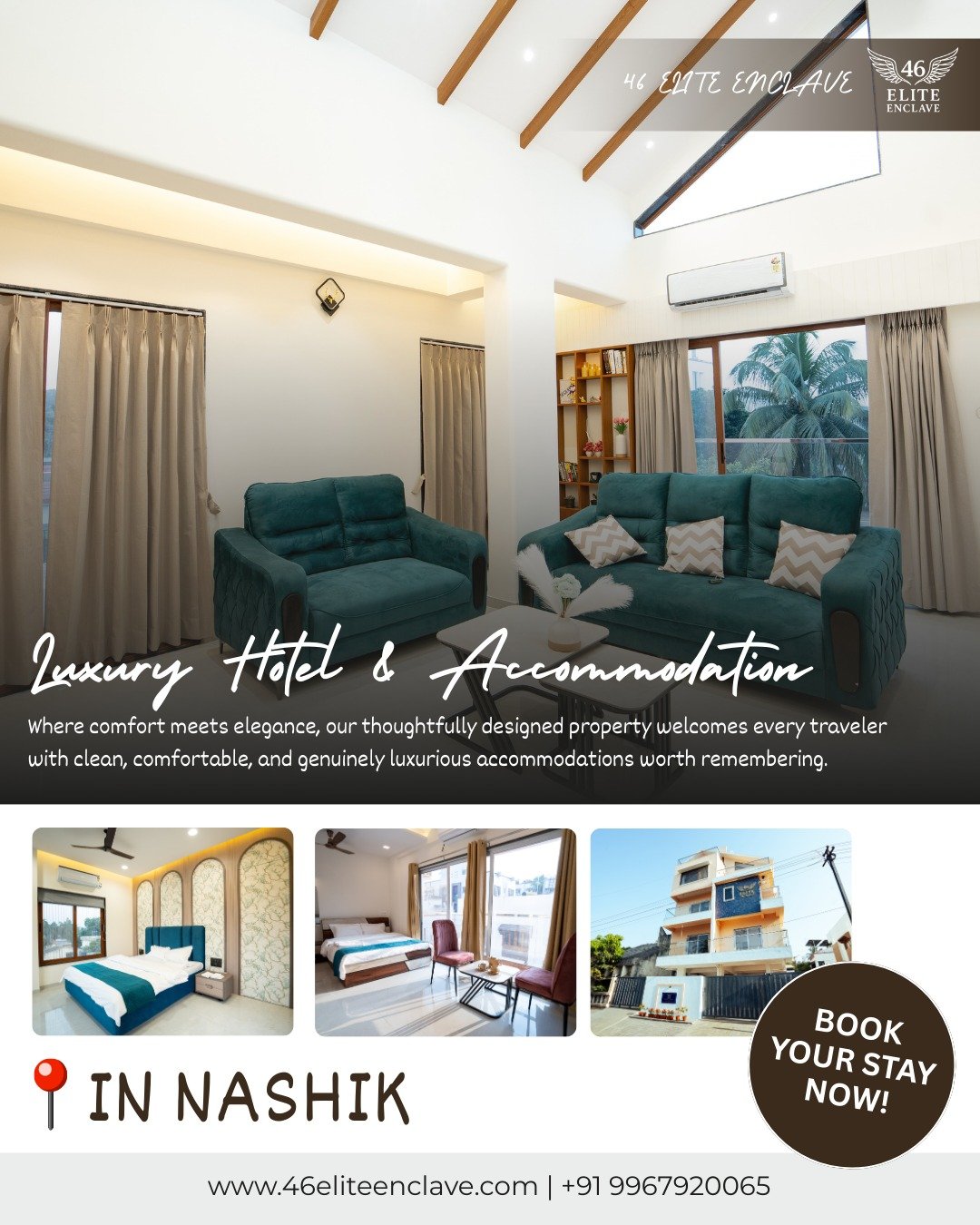 Experience premium comfort and elegant living at 46 Elite Enclave. 🏨✨Your perfect luxury stay i