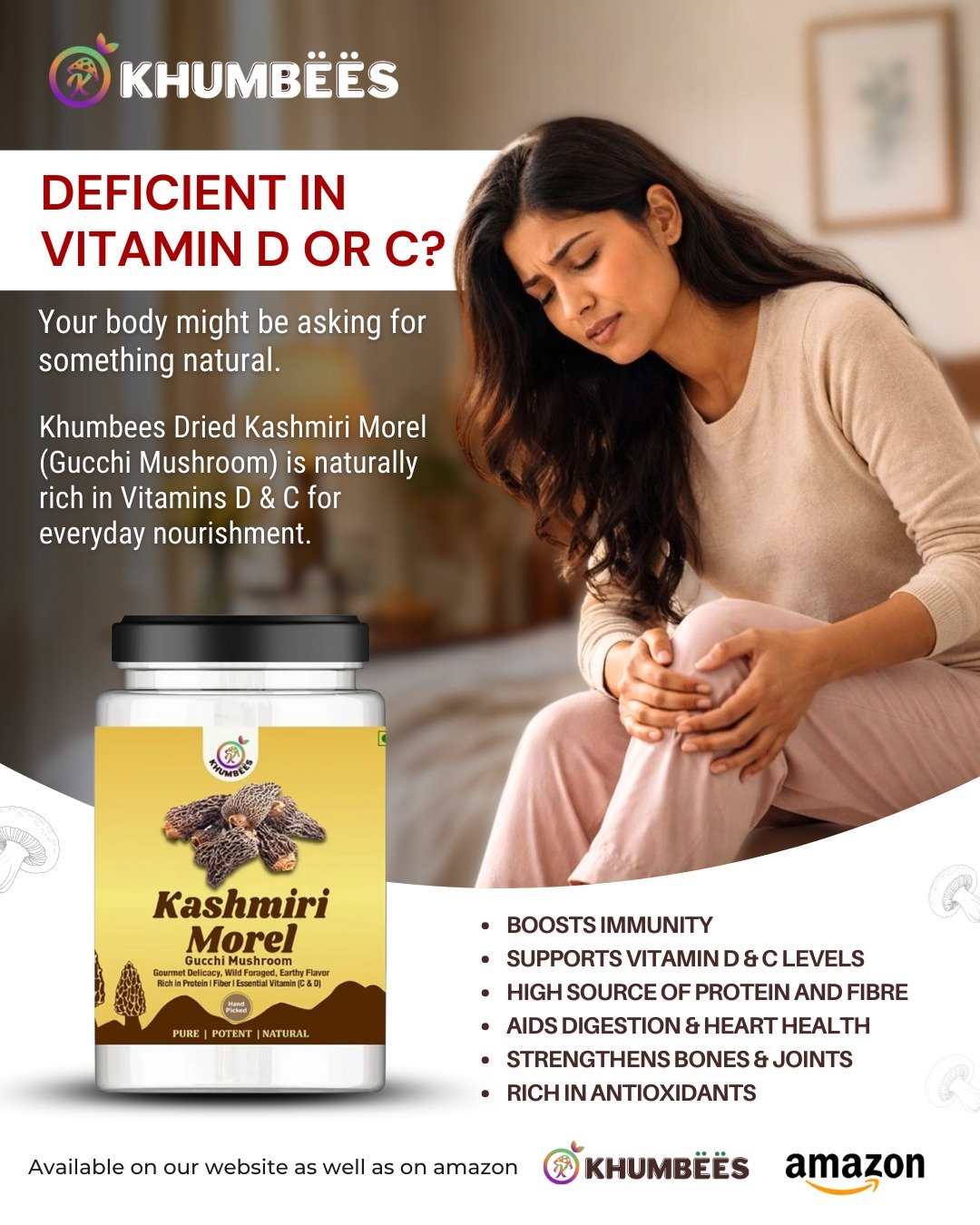 Feeling low on Vitamin D or C 🌿Power your body naturally with Khumbees Kashmiri Morel (Gucchi M