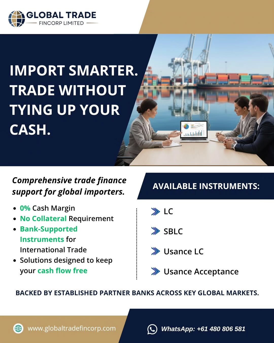Global Trade Fincorp supports importers with structured trade finance solutions that keep capit