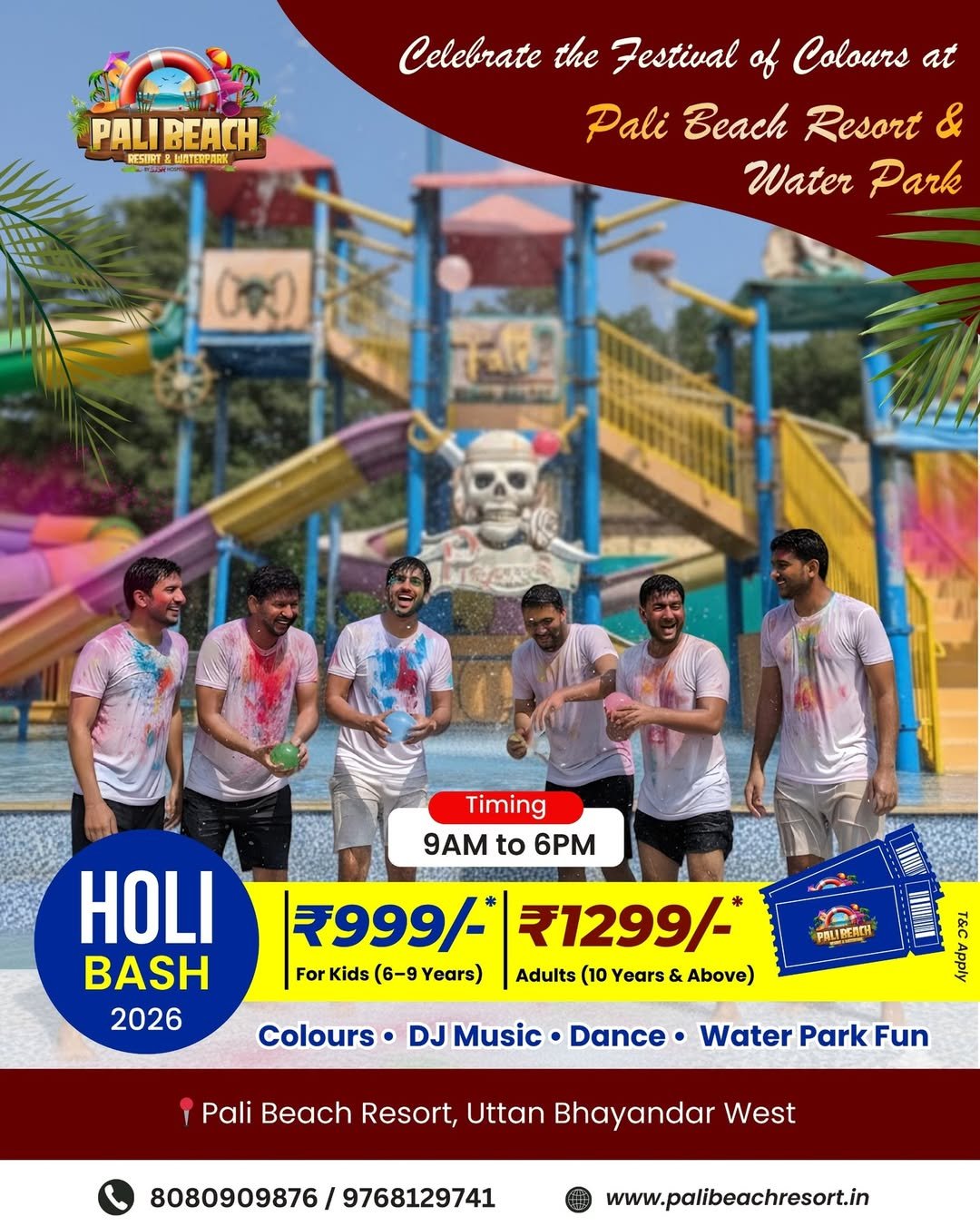 Holi Bash 2026 is bigger, brighter, and wetter at Pali Beach Resort & Water Park. 🎨💦Celebrate