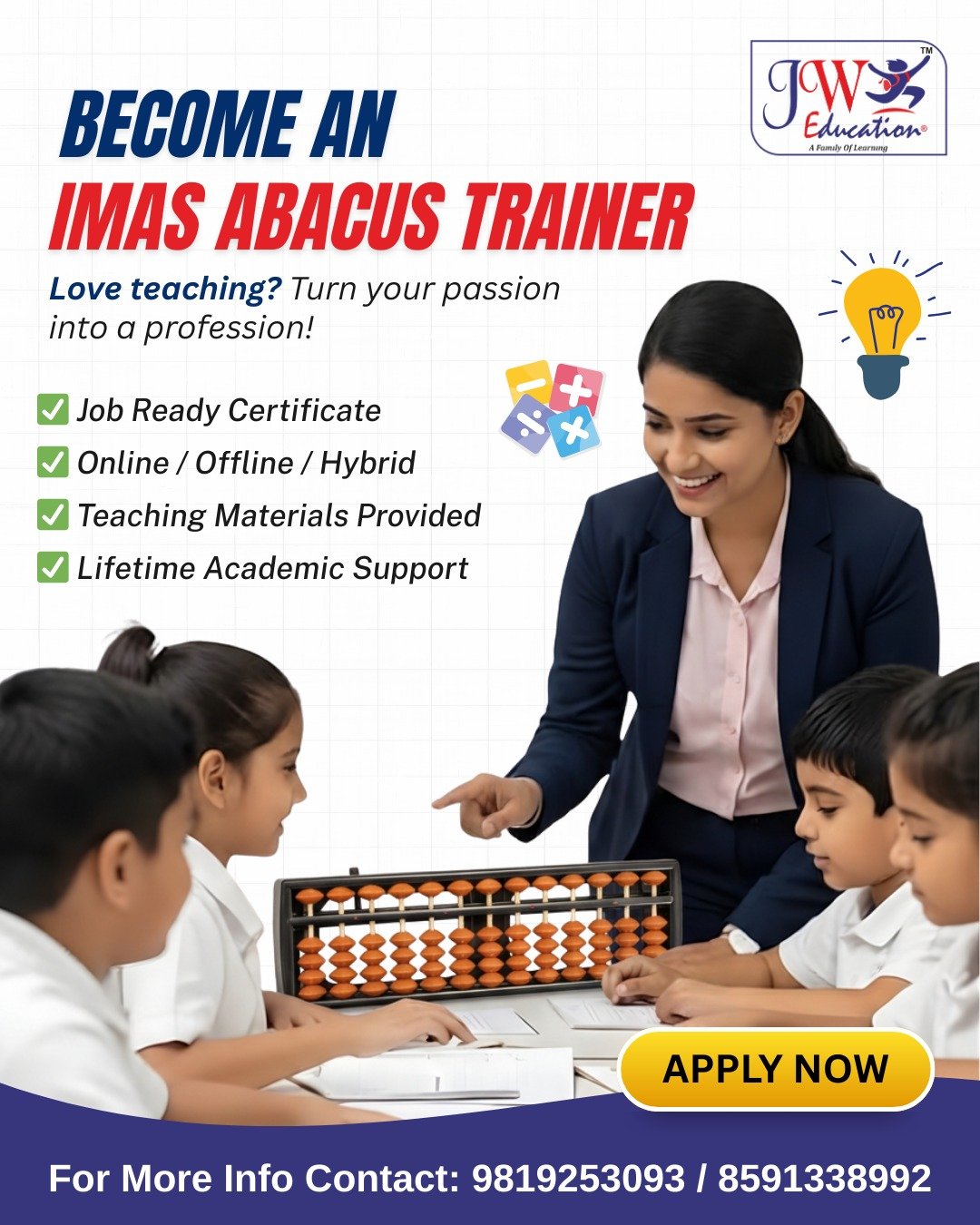 Love teaching 📚✨ Turn your passion into a profession with JW Education! Become a Certified IMAS