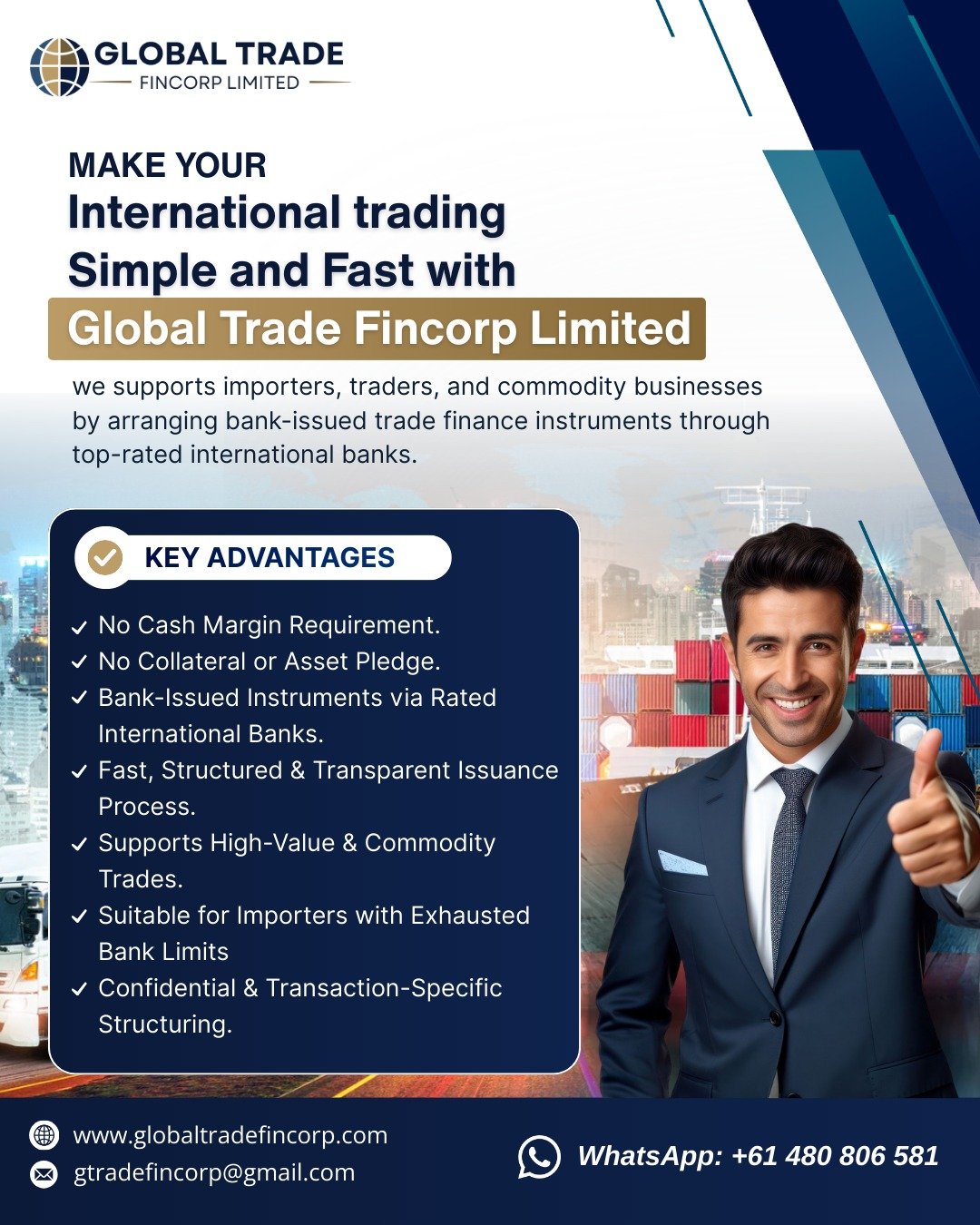 Make international trade simple, fast, and stress-free with Global Trade Fincorp Limited 🌍Seaml