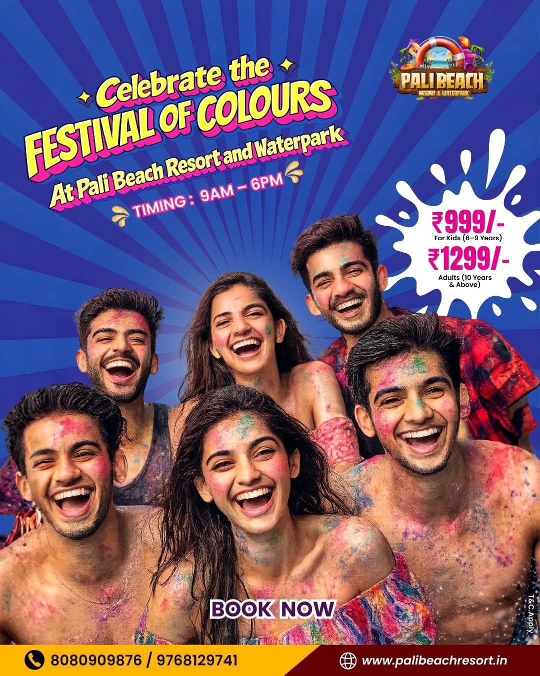 Splash into a vibrant celebration at the Festival of Colours at Pali Beach Resort & Waterpark!