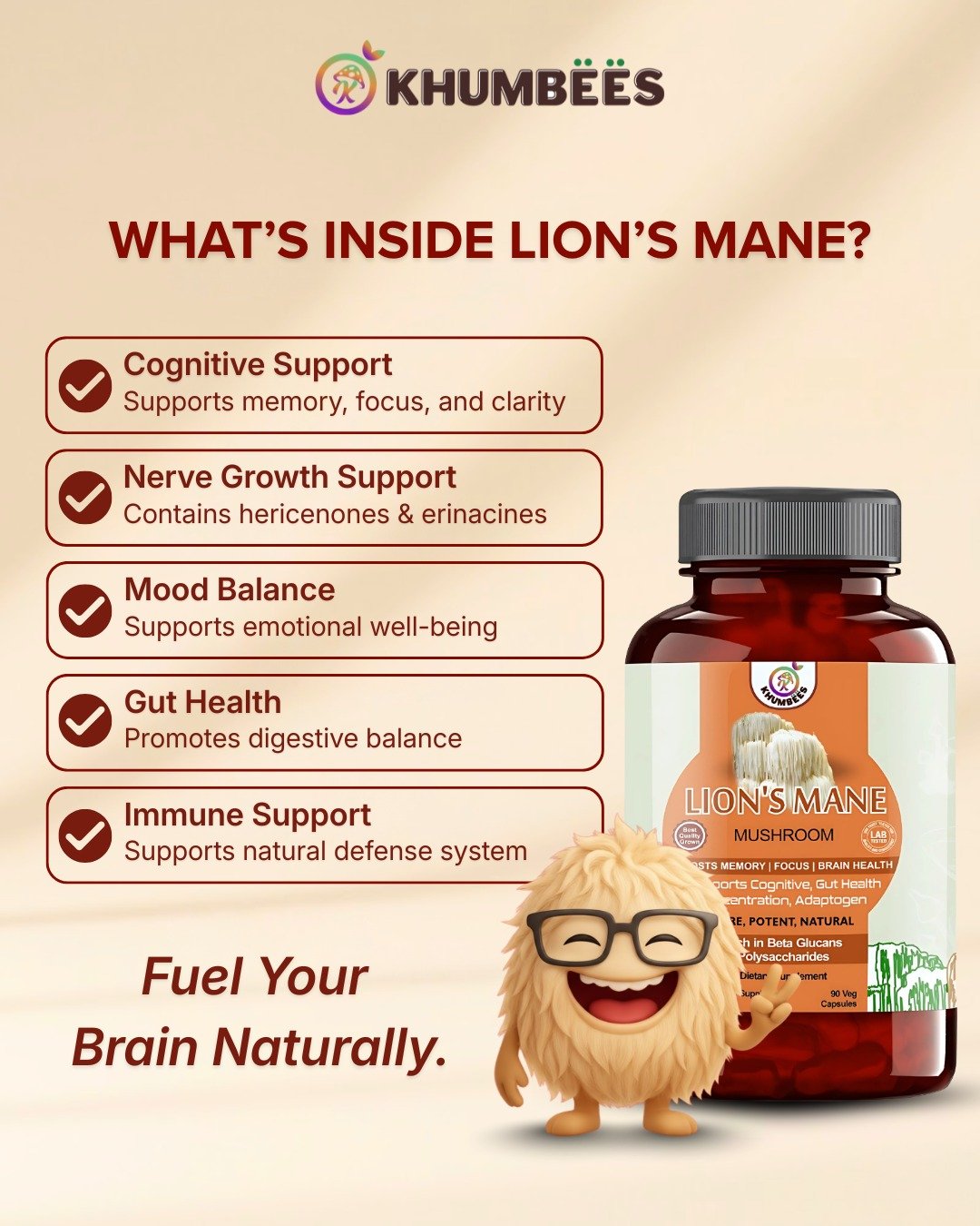 Unlock the power of Lion’s Mane 🍄🧠Support memory, focus, mood, gut health, and immunity—all in